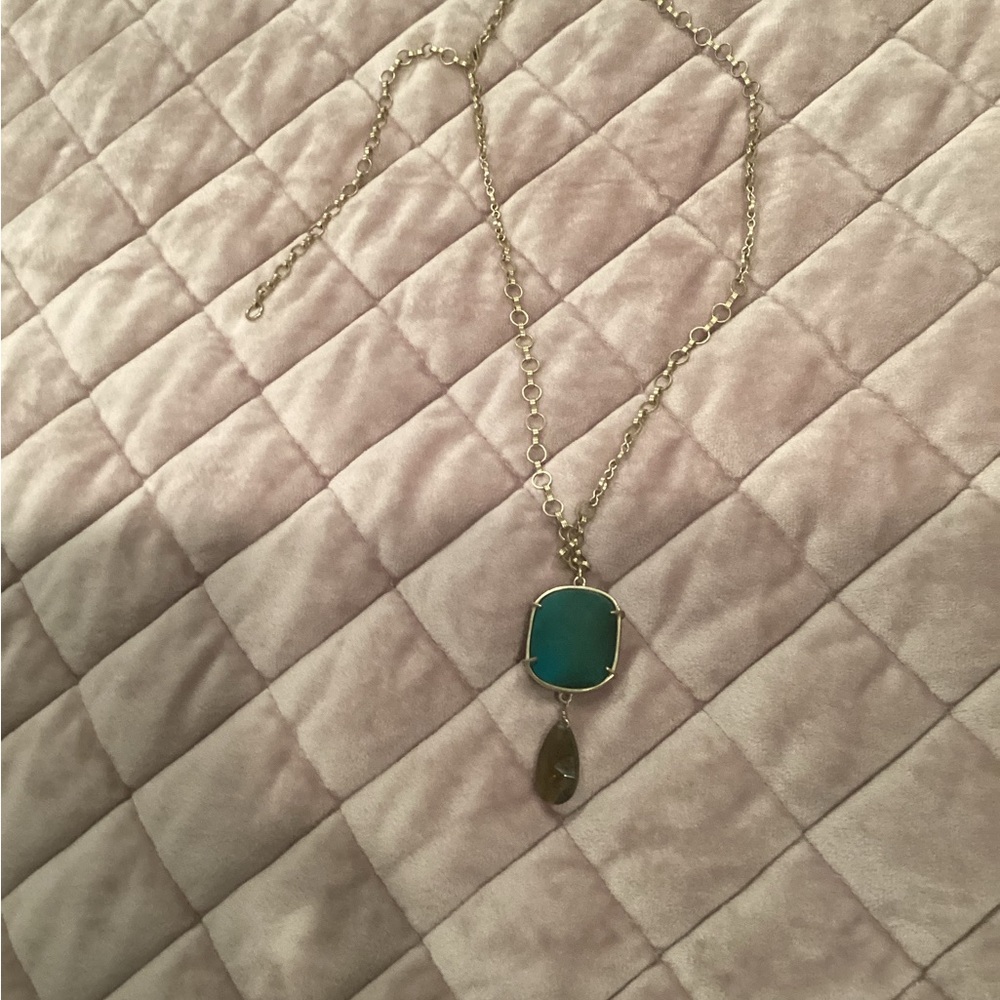 Banana Republic Gold and Teal Pendant Necklace